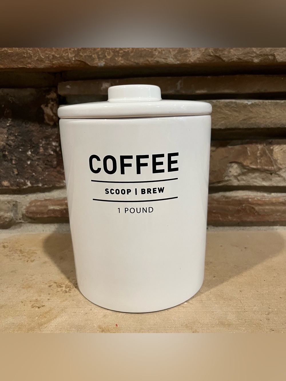 West Elm White Ceramic Coffee Canister with Black Coffee Label